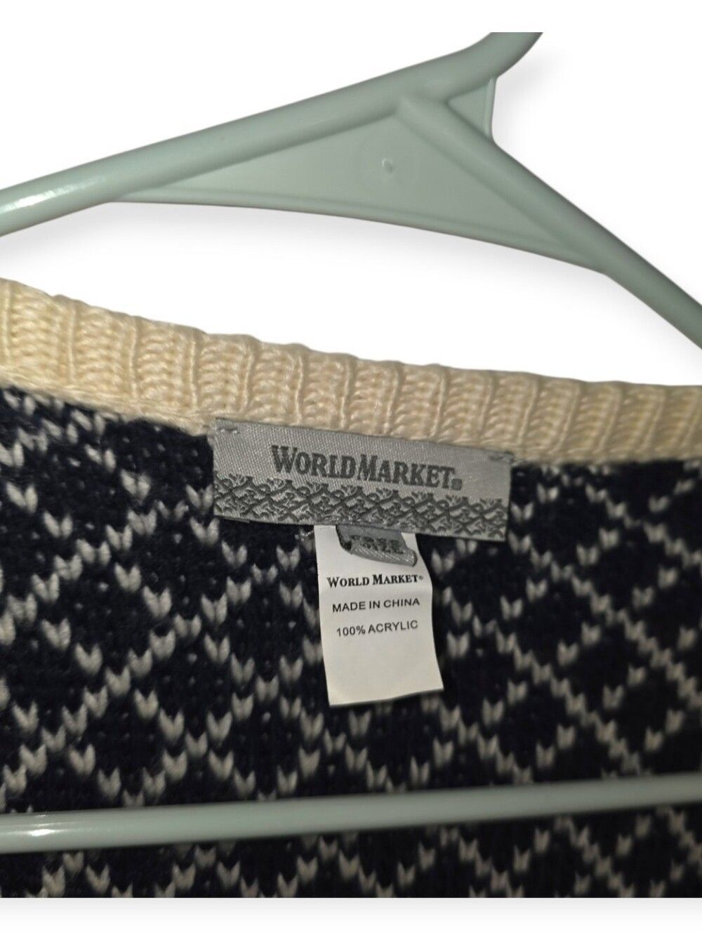 World Market Navy Cream Fringe Vest Cardigan One Size - Picture 3 of 5